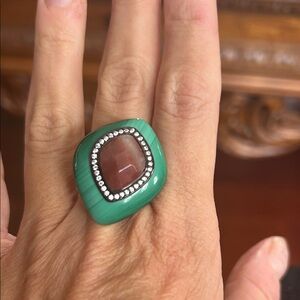 Elegant Green and Brown Stone Ring